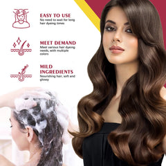 Hair Dyeing Shampoo 3 - in - 1 Rapid Hair Dyeing Repair Dry Cleaning Nourishing Hair Roots Restoration Hair Coloring Black Shampoo - Showlu Well Nation Store