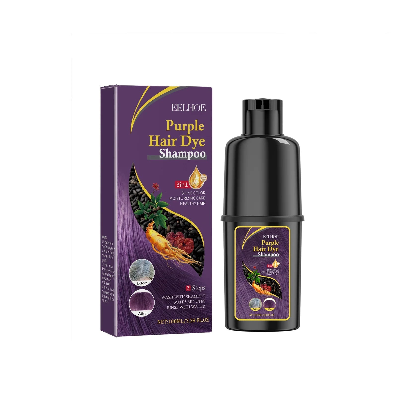 Hair Dyeing Shampoo 3 - in - 1 Rapid Hair Dyeing Repair Dry Cleaning Nourishing Hair Roots Restoration Hair Coloring Black Shampoo - Showlu Well Nation Store