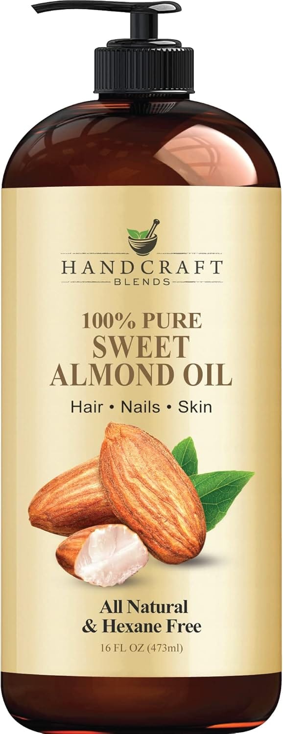 Handcraft Blends Sweet Almond Oil - 16 Fl Oz - 100% Pure and Natural - Premium Grade Oil for Skin and Hair - Carrier Oil - Hair and Body Oil - Massage Oil - Hexane - Free - Showlu Well Nation Store