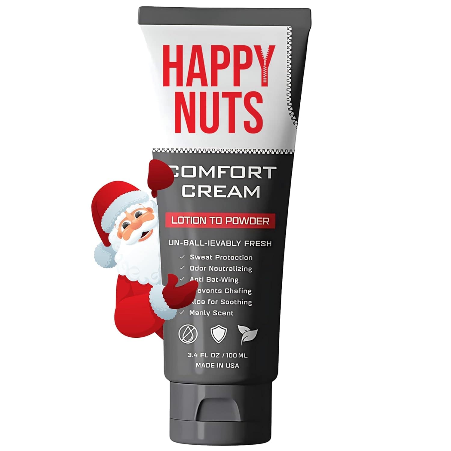 HAPPY NUTS Comfort Cream Deodorant For Men: Anti - Chafing Sweat Defense, Odor Control, Aluminum - Free Mens Deodorant & Hygiene Products for Men's Private Parts 3.4 oz.(1 Pack, Original) - Showlu Well Nation Store