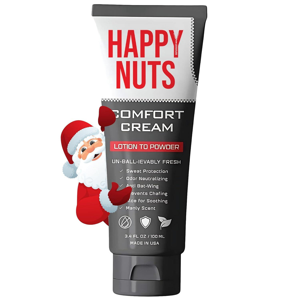 HAPPY NUTS Comfort Cream Deodorant For Men: Anti - Chafing Sweat Defense, Odor Control, Aluminum - Free Mens Deodorant & Hygiene Products for Men's Private Parts 3.4 oz.(1 Pack, Original) - Showlu Well Nation Store