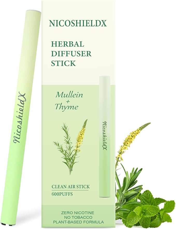 Herbal Diffuser Stick - Non Electric - Plant - Based Lifestyle Tool with Mullein, Thyme & Mint for Lung Cleasing Refreshing Oral Comfort, Up to 600 Uses - Showlu Well Nation Store