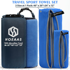 HOEAAS 2 Pack Microfiber Camping Towels, Quick Dry Towel, Super Absorbent Ultra Compact Travel Towel Soft Lightweight Sports Towel for Sweat Fast Drying Towels for Pool,Gym,Hiking,Backpacking,Fitness - Showlu Well Nation Store