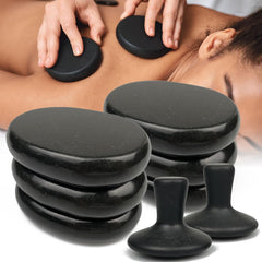 Hot Stones Massage Set - 8 Pcs Massage Stones Set Hot Rocks Oval and Mushroom Shaped Basalt Stone Kit for Home Spa Relaxing and Pain Relief - Showlu Well Nation Store