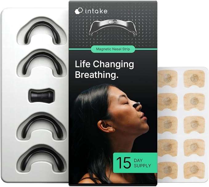 Intake Breathing Nasal Strip Starter Kit (15 Count, Black) - Boost Oxygen Intake, Reduce Snoring, Improve Sleep Quality - Sweat Resistant, Skin Safe Nasal Strips - Extra Strength Snoring Solution - Showlu Well Nation Store