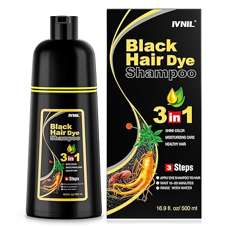 Ivnil Black Hair Dye Shampoo 3 in 1 Hair Color Shampoo for Women & Men for Gray Hair Coverage for Instant Champu Para Canas - Showlu Well Nation Store