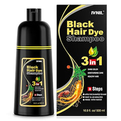 Ivnil Black Hair Dye Shampoo 3 in 1 Hair Color Shampoo for Women & Men for Gray Hair Coverage for Instant Champu Para Canas - Showlu Well Nation Store
