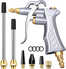 JASTIND Industrial Air Blow Gun with Brass Adjustable Air Flow Nozzle and 2 Steel Extension, Pneumatic Air Compressor Accessory Tool Dust Cleaning and Blower Gun - Showlu Well Nation Store