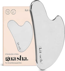 Kitsch Stainless Steel Gua Sha Facial Tools - Guasha Tool for Face, Face Sculpting Tool, Jawline Shaper, Double Chin Reducer, Body Gua Sha Tools, Lymphatic Drainage Massager, Facial Skin Care - Silver - Showlu Well Nation Store