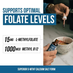 L Methyl Folate 15mg Plus Methyl B12 Cofactor – Organic, Berry Flavor, Professional Strength, Liquid Sublingual, Active 5 - MTHF Form - Supports Mood, Homocysteine Methylation, Cognition (1oz) - Showlu Well Nation Store