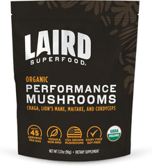 Laird Superfood Organic Performance Mushroom Blend with Chaga, Cordyceps, Lion's Mane and Maitake for Energy and Cognition, 3.17 oz. Bag, Pack of 1 - Showlu Well Nation Store