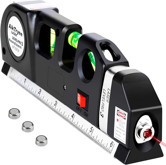 Laser Level Line Tool, Multipurpose Laser Level Kit Standard Cross Line Laser leveler Beam Tool with Metric Rulers 8ft/2.5M for Picture Hanging cabinets Tile Walls by AikTryee. - Showlu Well Nation Store