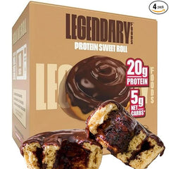 Legendary Foods 20g Protein Chocolate Sweet Roll - Premium High Protien Bars, Low Carb Meal Replacement Snack, Low Glycemic Index, Gluten Free Snacks - Zero Sugar, Keto and Diabetic Friendly 4 - Pack - Showlu Well Nation Store