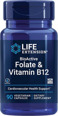Life Extension BioActive Folate & Vitamin B12, Promotes Heart, Brain & GI Tract Health, Non - GMO, Gluten - Free, Vegetarian, 90 Capsules - Showlu Well Nation Store
