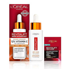 L'Oreal Paris Revitalift 12% Pure Vitamin C Serum, Brightening Serum For Face with Vitamin E, Salicylic Acid, 1 oz + Moisturizer Sample - Showlu Well Nation Store