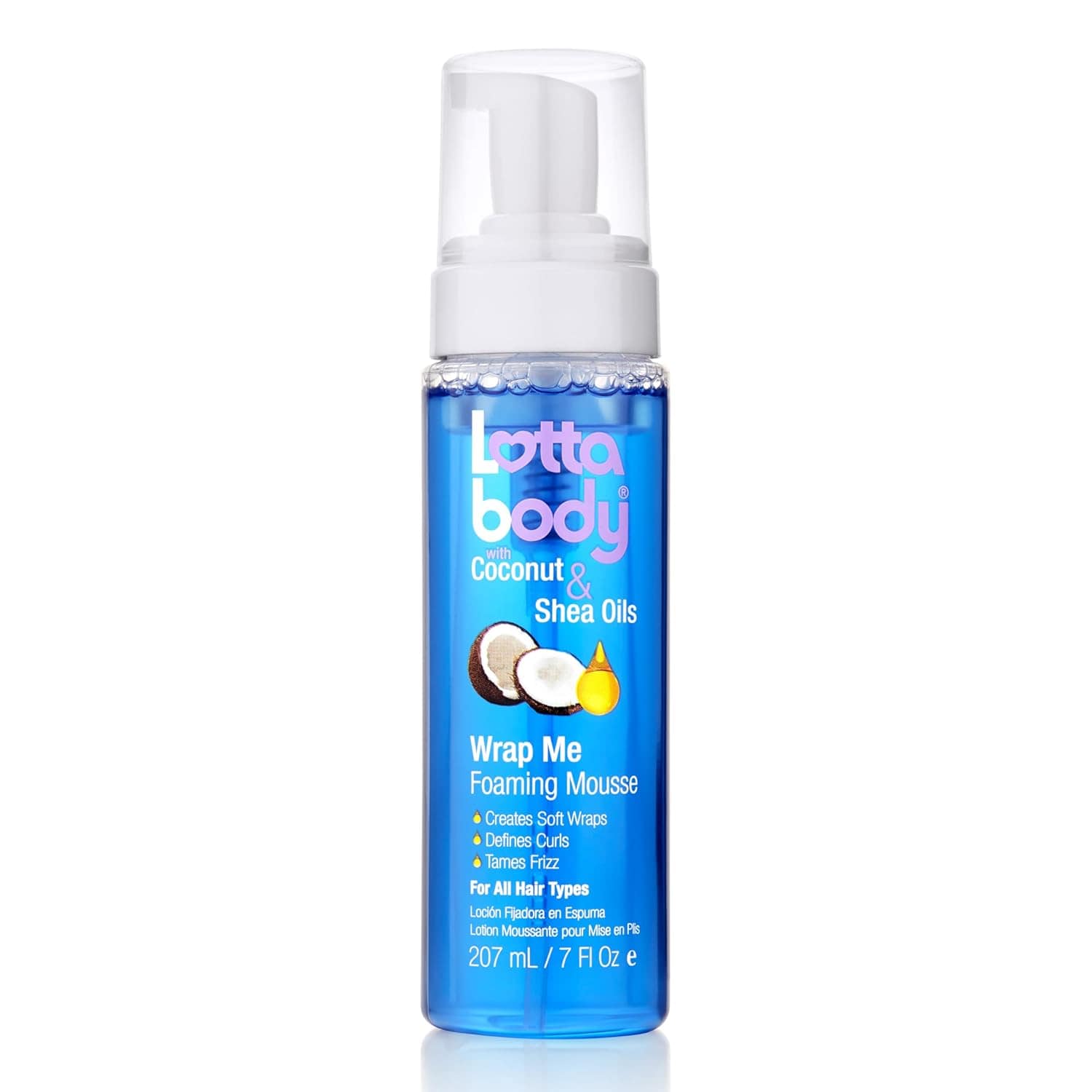 Lottabody Coconut Oil and Shea Wrap Me Foaming Curl Mousse , Creates Soft Wraps, Hair Mousse for Curly Hair, Defines Curls, Anti Frizz, 7 Fl Oz - Showlu Well Nation Store