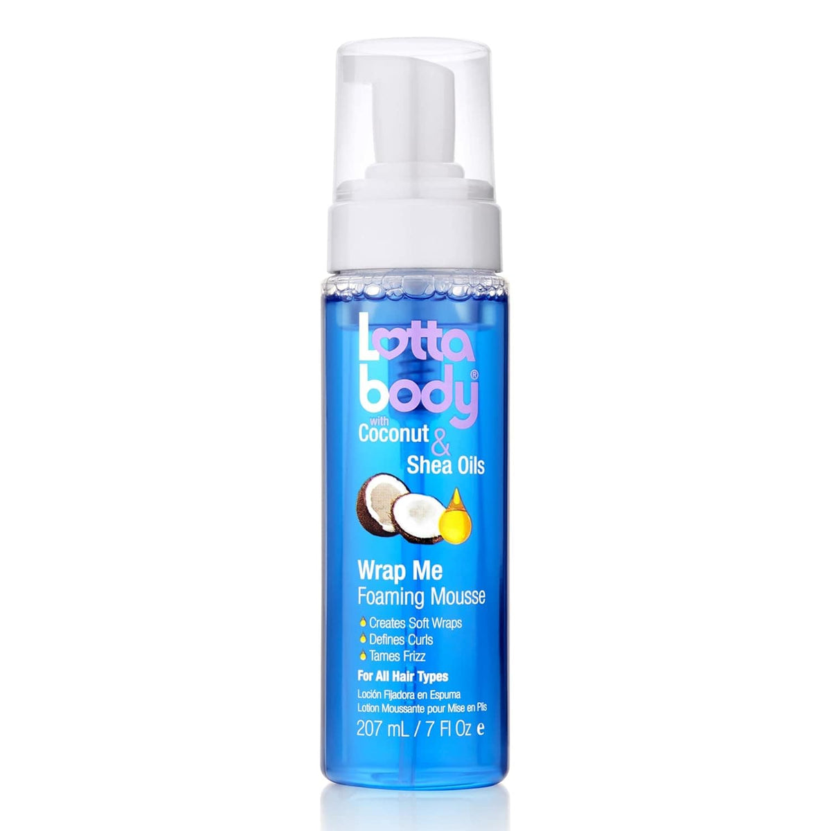 Lottabody Coconut Oil and Shea Wrap Me Foaming Curl Mousse , Creates Soft Wraps, Hair Mousse for Curly Hair, Defines Curls, Anti Frizz, 7 Fl Oz - Showlu Well Nation Store
