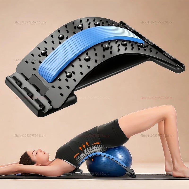 Lumbar Back Stretcher Multi - Level Adjustable Massager Waist Neck Fitness Lumbar Cervical Spine Cervical Spine Support Massager - Showlu Well Nation Store