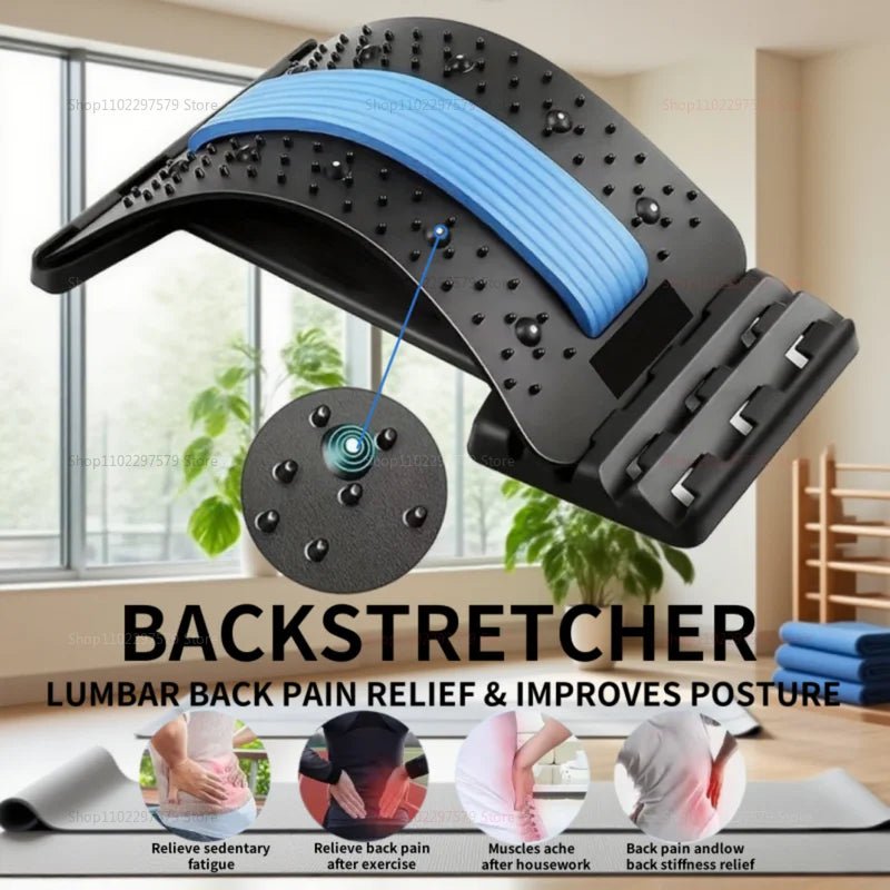 Lumbar Back Stretcher Multi - Level Adjustable Massager Waist Neck Fitness Lumbar Cervical Spine Cervical Spine Support Massager - Showlu Well Nation Store