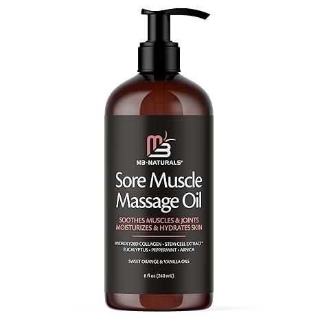 M3 Naturals Arnica Sore Muscle Massage Oil with Collagen, Stem Cells, and Menthol, Anti - Cellulite Therapy for Full Body, Fast - Absorbing Multipurpose Treatment - Showlu Well Nation Store