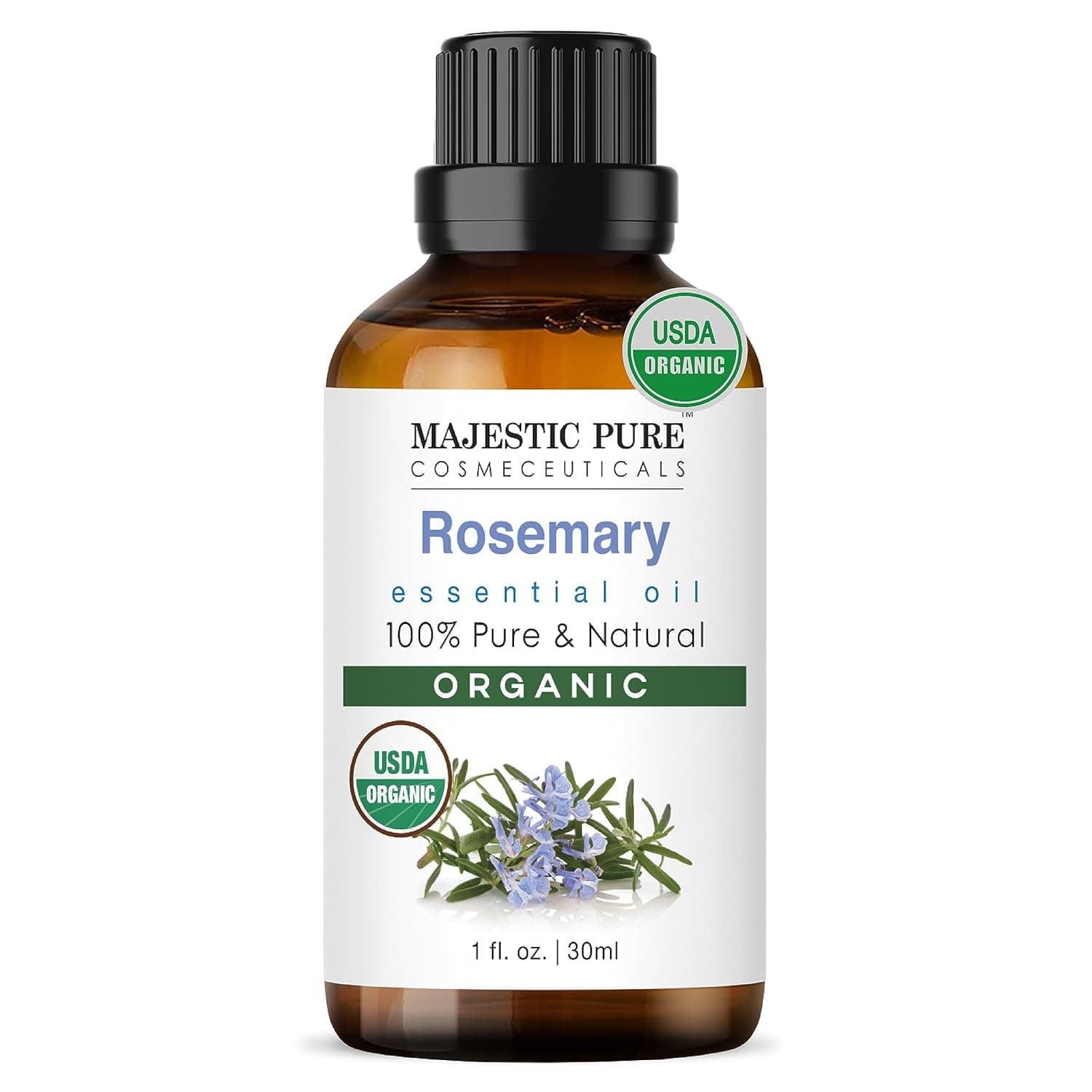 Majestic Pure Organic Rosemary Essential Oil - 100% Pure & Premium Rosemary Oil for Hair Growth, Skin, Face, Aromatherapy & Diffuser - 1 fl oz | Perfect Organic Rosemary Oil for Hair Growth - Showlu Well Nation Store