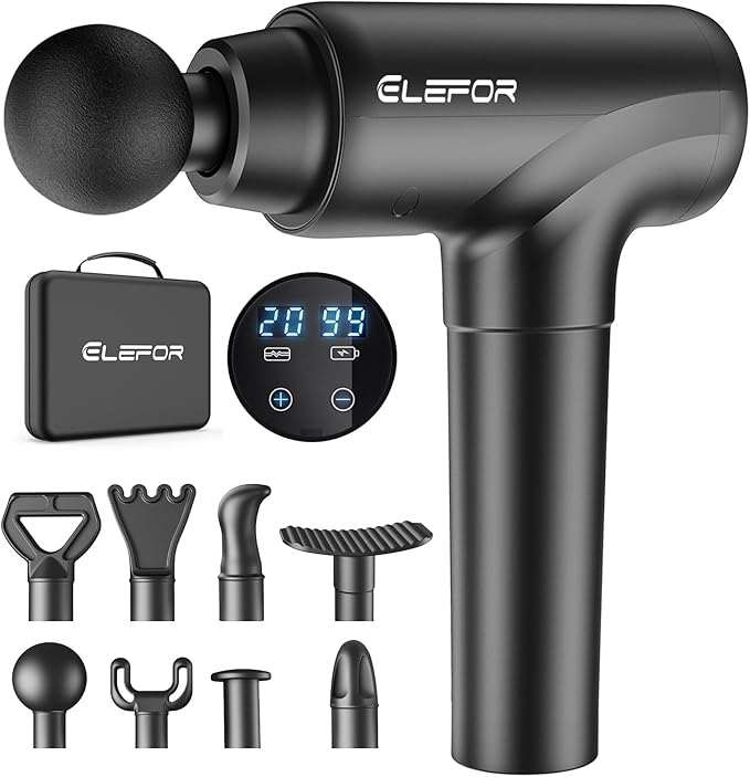 Massage Gun Deep Tissue,Percussion Back Massager Gun for Athletes Muscle Massage Gun for Pain Relief with 8 Massage Heads & 20 Speeds (Matte Black) - Showlu Well Nation Store