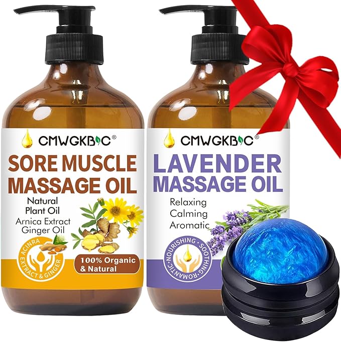 Massage Oil for Massage Therapy,Lymphatic Drainage - Ginger Oil Sore Muscle Arnica Oil &Lavender Oil Relaxing Massage Oils for Date Night,Massage Ball,Fathers Day Gift for Husband,Men, Gifts for Him Her - Showlu Well Nation Store
