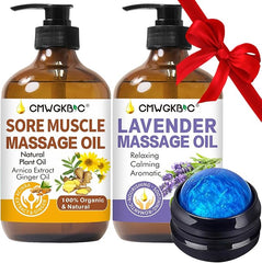 Massage Oil for Massage Therapy,Lymphatic Drainage - Ginger Oil Sore Muscle Arnica Oil &Lavender Oil Relaxing Massage Oils for Date Night,Massage Ball,Fathers Day Gift for Husband,Men, Gifts for Him Her - Showlu Well Nation Store