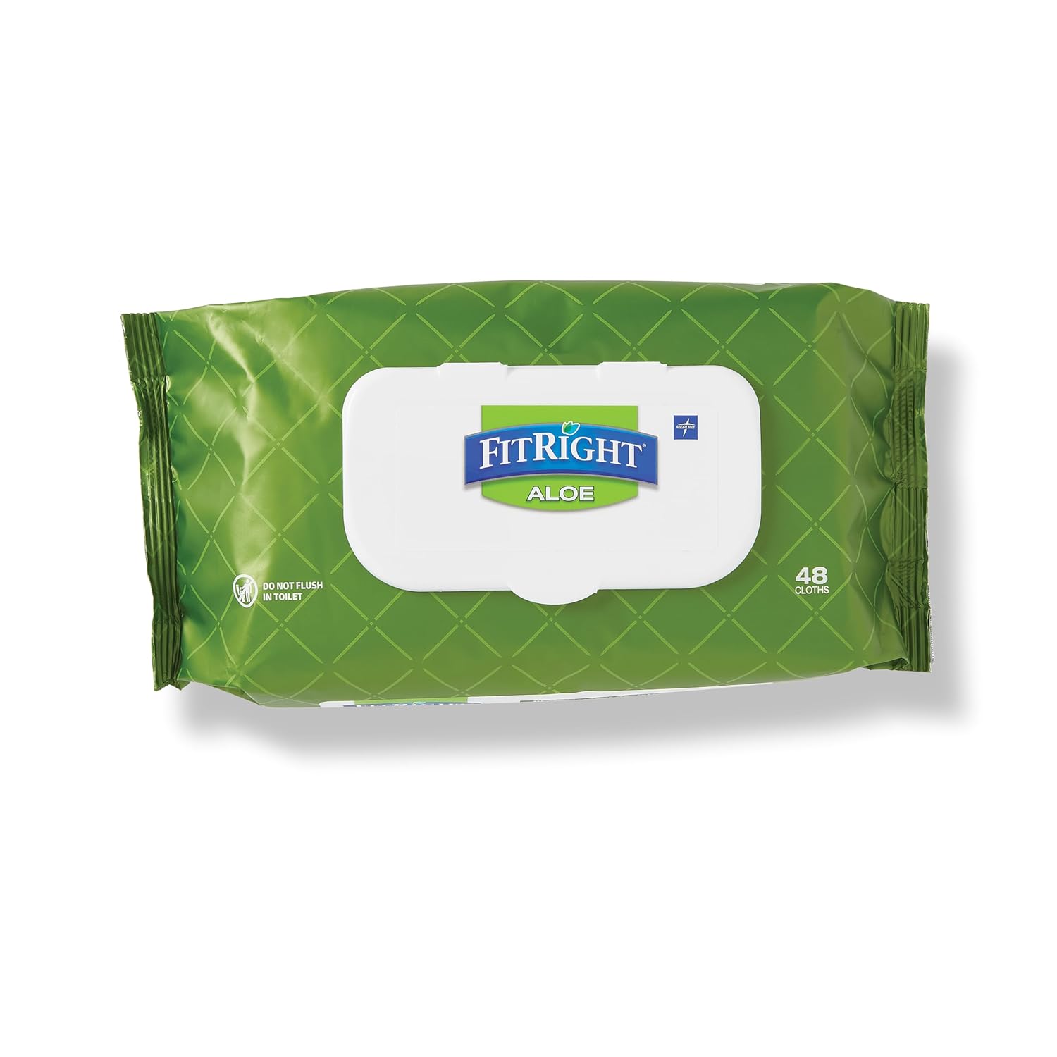 Medline FitRight Select Premium Personal Cleansing Wipes, 8 x 12, Fragrance - Free, White, 48/Pack - Showlu Well Nation Store