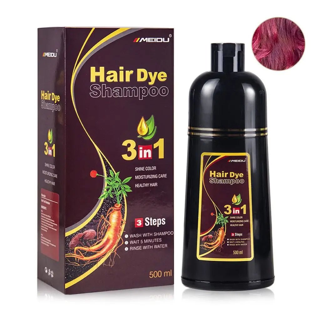 Meidu 3 In 1 Instant Coloring Shampoo Natural Black Color for Men Women Hair Dye Herbal Brown Purple Hair Dye Hair Dye Shampoo - Showlu Well Nation Store