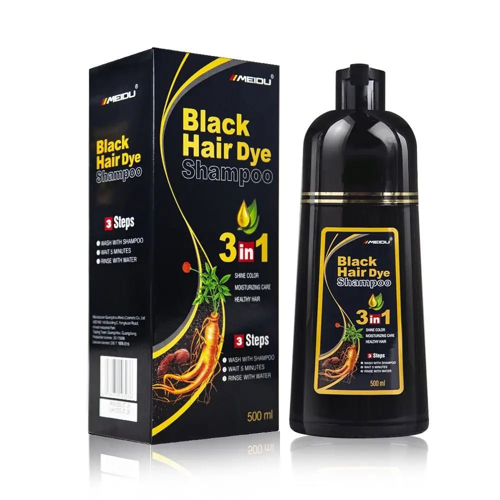 Meidu 3 In 1 Instant Coloring Shampoo Natural Black Color for Men Women Hair Dye Herbal Brown Purple Hair Dye Hair Dye Shampoo - Showlu Well Nation Store