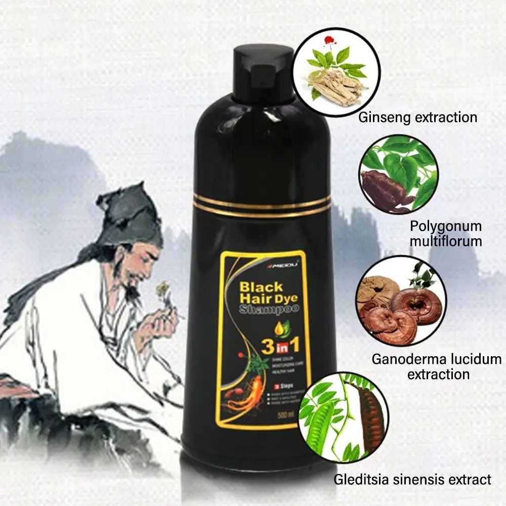Meidu 3 In 1 Instant Coloring Shampoo Natural Black Color for Men Women Hair Dye Herbal Brown Purple Hair Dye Hair Dye Shampoo - Showlu Well Nation Store