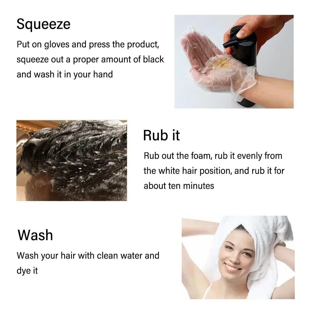 Meidu 3 In 1 Instant Coloring Shampoo Natural Black Color for Men Women Hair Dye Herbal Brown Purple Hair Dye Hair Dye Shampoo - Showlu Well Nation Store
