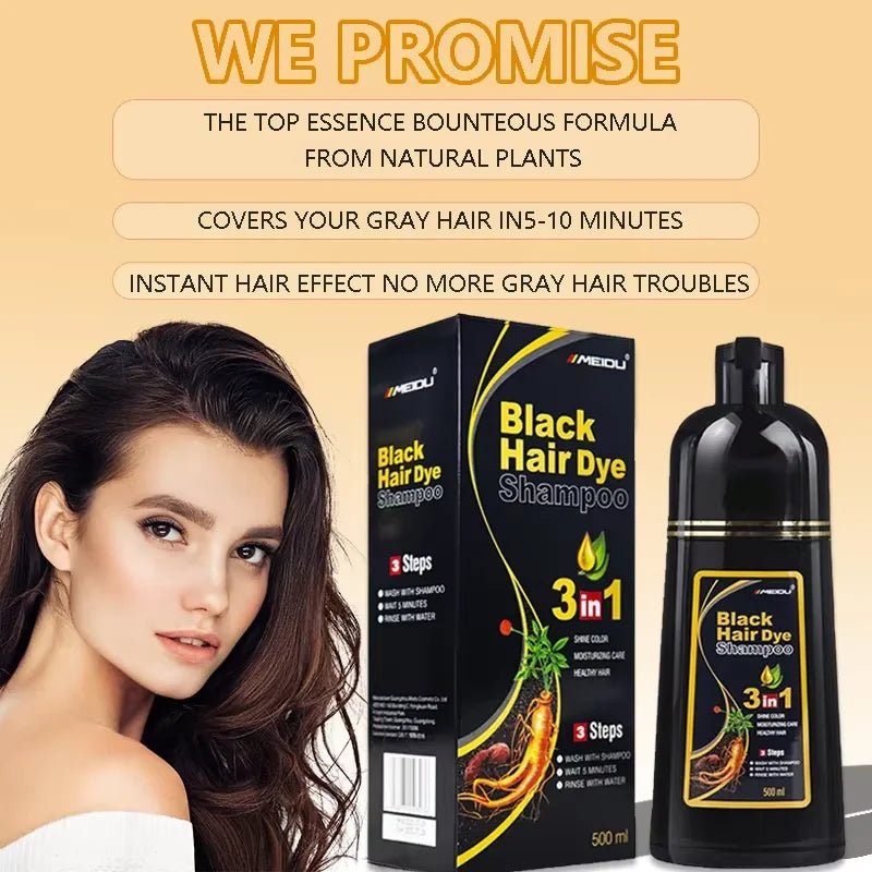 Meidu 3 In 1 Instant Coloring Shampoo Natural Black Color for Men Women Hair Dye Herbal Brown Purple Hair Dye Hair Dye Shampoo - Showlu Well Nation Store