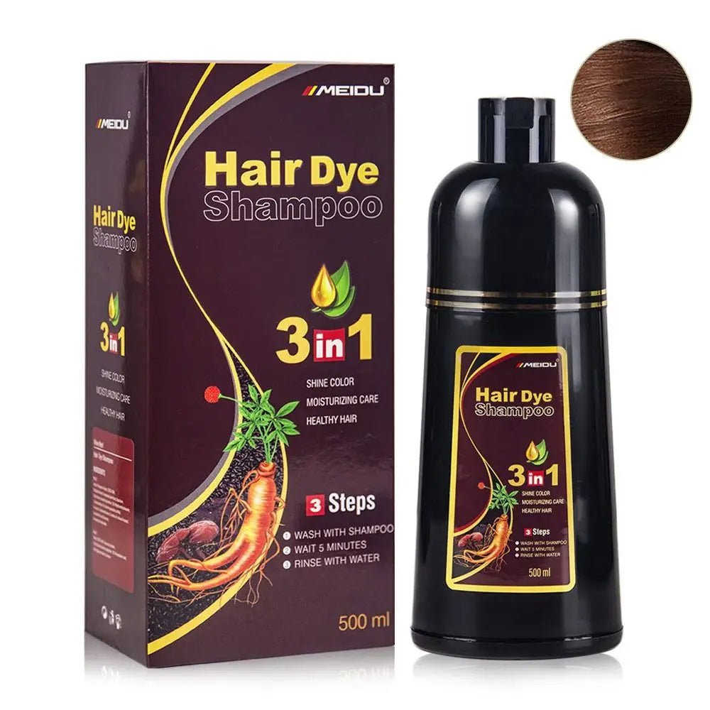 Meidu 3 In 1 Instant Coloring Shampoo Natural Black Color for Men Women Hair Dye Herbal Brown Purple Hair Dye Hair Dye Shampoo - Showlu Well Nation Store