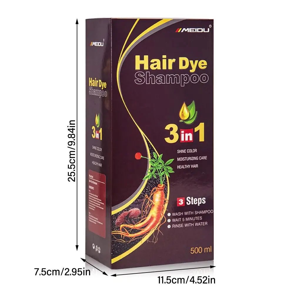 Meidu 3 In 1 Instant Coloring Shampoo Natural Black Color for Men Women Hair Dye Herbal Brown Purple Hair Dye Hair Dye Shampoo - Showlu Well Nation Store