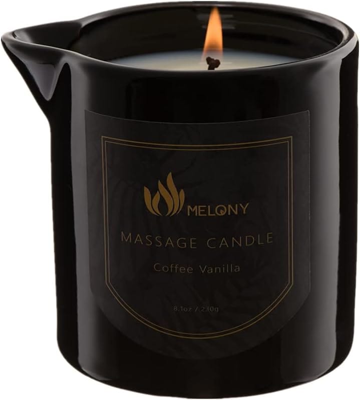 MELONY Massage Oil Candle for Pure Relaxation - 8.1 oz - Moisturizing Essential Oil Body Massage Candle for Home Spa - Amazing Gift for Women & Men (Coffee Vanilla) - Showlu Wellness Nation Store