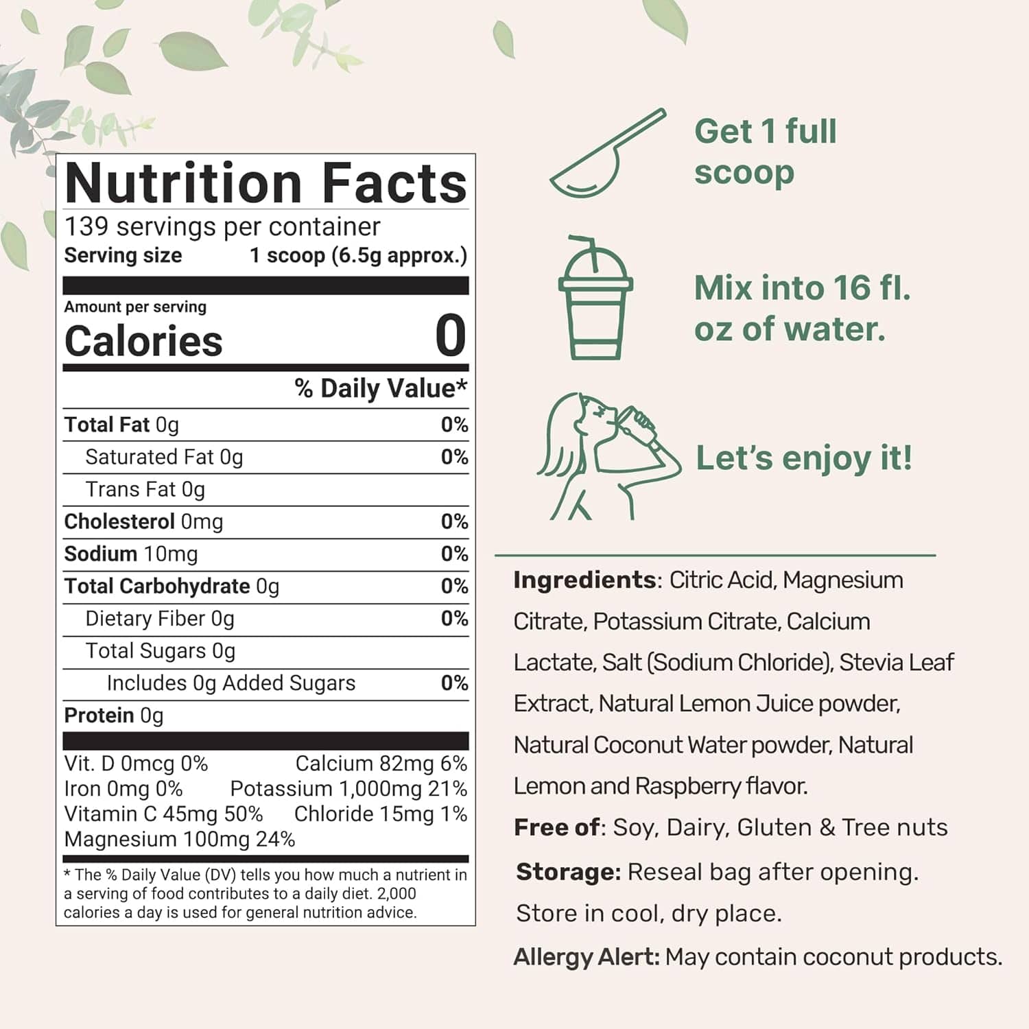 Micro Ingredients Hydration Electrolyte Powder, 2lbs (139 Servings), Keto & No Sugar - High Potassium (1000mg) with Lemon Raspberry Flavored - Made with Real Lemon Juice & Coconut Water - Non - GMO - Showlu Well Nation Store