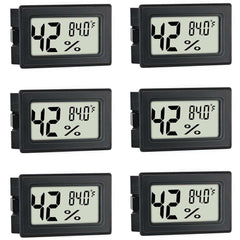 Set of six mini indoor digital hygrometers displaying 42% humidity and 84.0°F temperature for precise indoor environment monitoring.