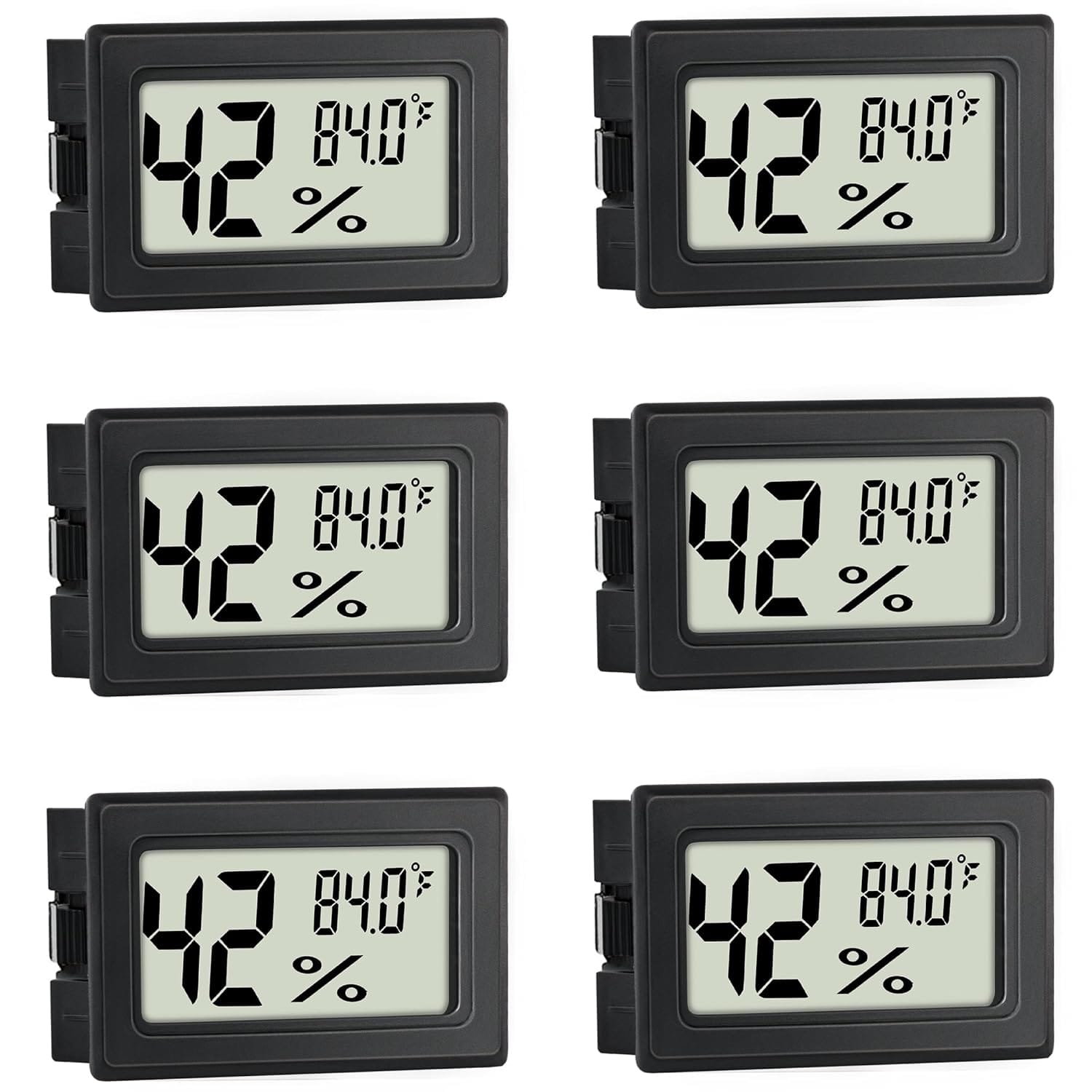 Mini Hygrometer Indoor Humidity Meter Hygrometer Thermometers 6 Pack Humidity Meters Gauge Hygrometer Mini Digital Thermometer Hygrometer with Fahrenheit (℉) for Humidors, Greenhouse, Garden, Cellar - Showlu Wellness Nation Store