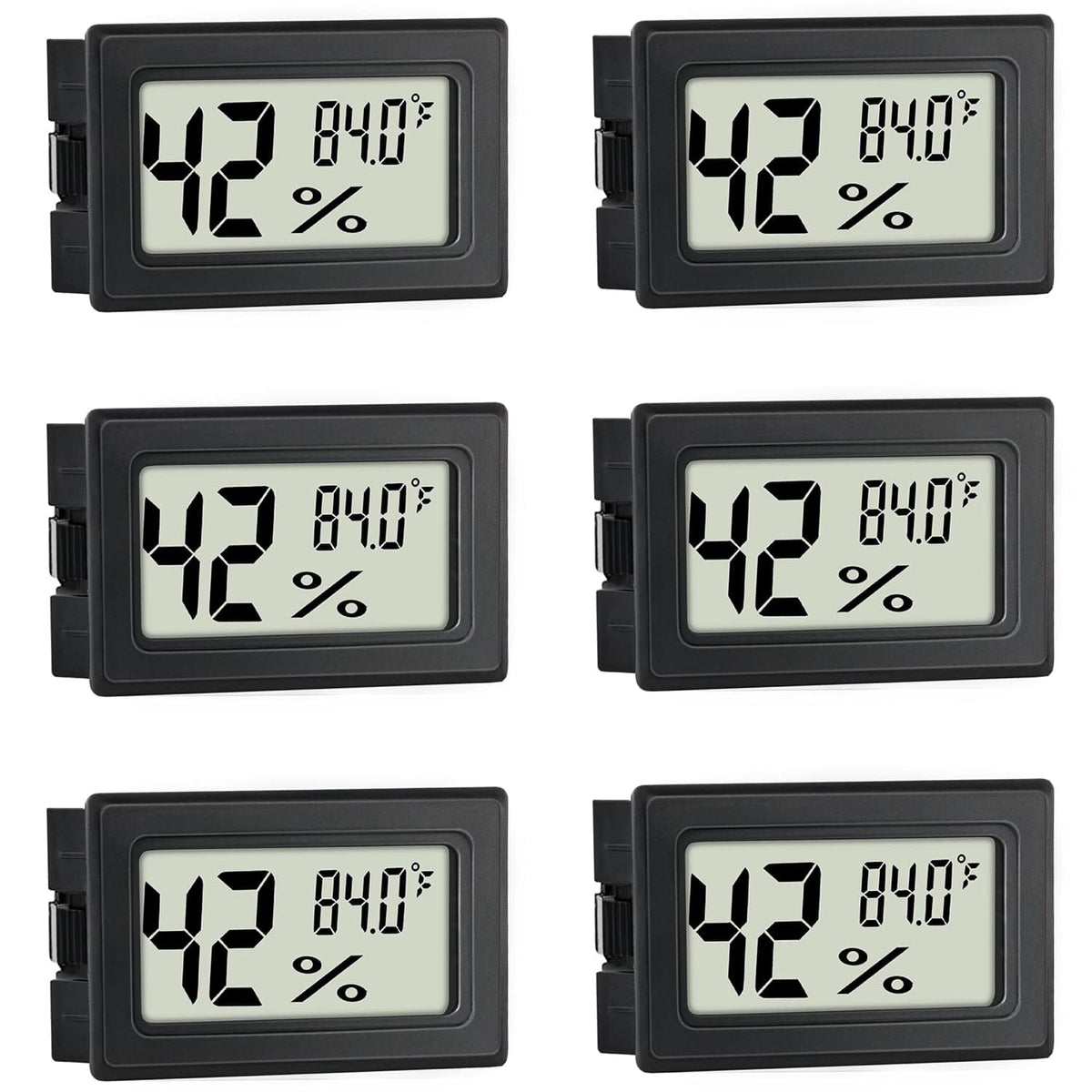 Mini Hygrometer Indoor Humidity Meter Hygrometer Thermometers 6 Pack Humidity Meters Gauge Hygrometer Mini Digital Thermometer Hygrometer with Fahrenheit (℉) for Humidors, Greenhouse, Garden, Cellar - Showlu Wellness Nation Store