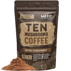 Mushroom Coffee Organic (60 Servings) 10 Mushrooms (Lion’s Mane, Cordyceps, Turkey Tail & Other) Mixed With Gourmet Arabica Instant Immune Boosting Coffee for Focus & Gut Health Support - Showlu Well Nation Store