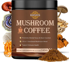 Mushroom Coffee Powder - 72 Serving - Lion's Mane Mushroom, Reishi, Cordyceps, Chaga, and Turkey Tail - Instant Coffee Mix for Energy - Showlu Well Nation Store