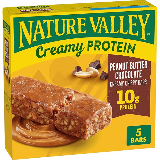 Nature Valley Creamy Protein Bars, Peanut Butter Chocolate, 10g Protein Snacks, 5 Bars, 7.45 oz - Showlu Well Nation Store