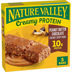 Nature Valley Creamy Protein Bars, Peanut Butter Chocolate, 10g Protein Snacks, 5 Bars, 7.45 oz - Showlu Well Nation Store