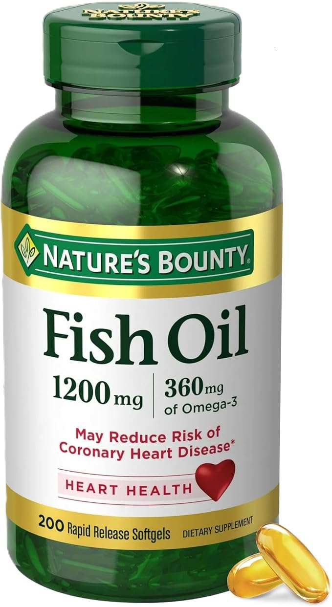 Nature's Bounty Fish Oil Omega 3 Supplements - Supports Heart Health, 1200 Mg Fish Oil, Omega - 3, 200 Softgels (Pack of 1) - Showlu Well Nation Store