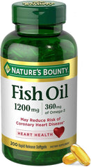 Nature's Bounty Fish Oil Omega 3 Supplements - Supports Heart Health, 1200 Mg Fish Oil, Omega - 3, 200 Softgels (Pack of 1) - Showlu Well Nation Store