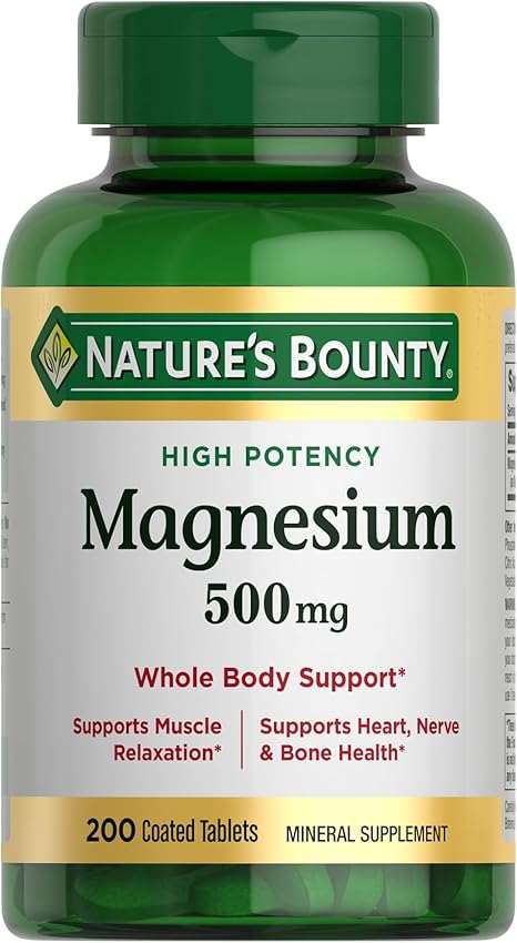 Nature's Bounty Magnesium Supplements - Magnesium 500 Mg Tablets for Bone & Muscle Health, 200 Count (Pack of 1) - Showlu Well Nation Store
