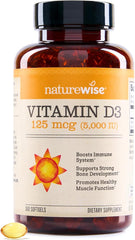 NatureWise Vitamin D3 5000iu (125 mcg) 1 Year Supply for Immune Support, Healthy Muscle Function, and Bone Health - Non - GMO, Gluten Free in Organic Extra Virgin Olive Oil, (Mini Softgel), 360 Count - Showlu Well Nation Store