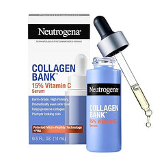 Neutrogena Collagen Bank 15% Vitamin C Face Serum, Vitamin C Serum for Face Helps Build Collagen for Glowing, Plumper Looking Skin, Uneven Skin Tone Treatment, Fragrance Free, 0.5 fl. oz - Showlu Well Nation Store